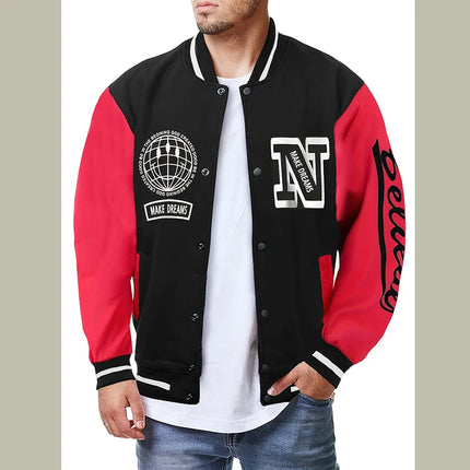 American Hip Hop Baseball Jersey Jacket Man Letter Splicing Embroidery Baseball Uniform Autumn Anti-Wind Bomber Coat Men Clothes