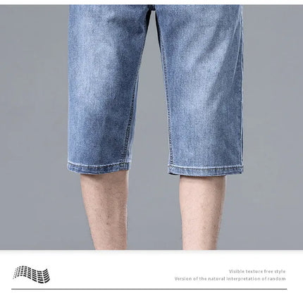 Nuovi Pantaloncini in Denim Sottili da Uomo Estate 2026, Morbidi e Confortevoli, Effetto Seta Ghiaccio, Vestibilità Ampia, Blu Chiaro e Blu Scuro, Taglie Grandi