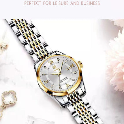 POEDAGAR Orologio da donna di lusso Orologio da donna impermeabile in acciaio inossidabile con data luminosa Orologi al quarzo da donna semplici e casual alla moda platinumshop