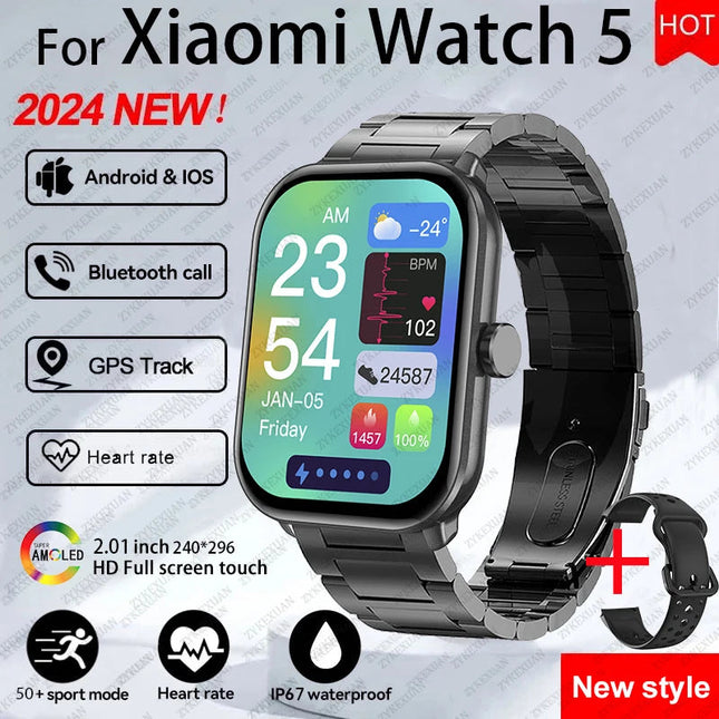 Per Xiaomi Watch 5 Smart Watch da uomo HD AMOLED schermo frequenza cardiaca chiamate Bluetooth localizzazione GPS Smartwatch sportivo impermeabile da donna platinumshop