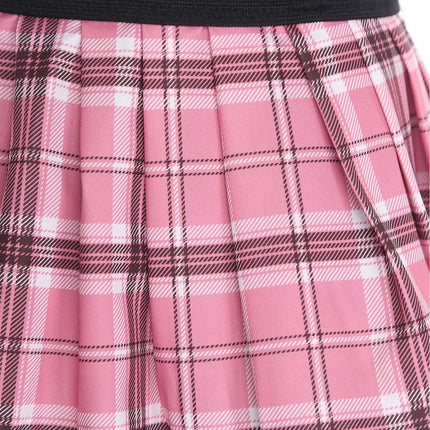 Studentinnen-Minirock für Rollenspiele mit Strapsen, karierter Faltenrock mit Tüllfutter, elastischer Taille, Nachtclub-Dessous