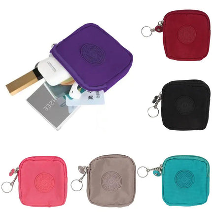 Mini Nylon Waterproof Coin Purses Key Bag Wallets Portable Square Small Card Holder Zipper Zero Wallets Card Bags Headphone Bags PlatiNum