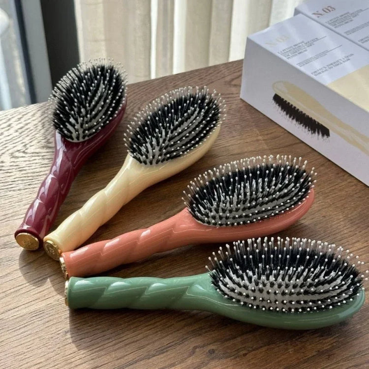 Scalp Massage Boar Bristle Fried Dough Twists Hair Brush Reduces Hair Breakage Detangling Hair Comb Portable Daily Hair Styling Accessories