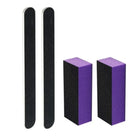 4 Pack Black Nail File 100/180 Grit and 3 Sided Buffer Block Set
