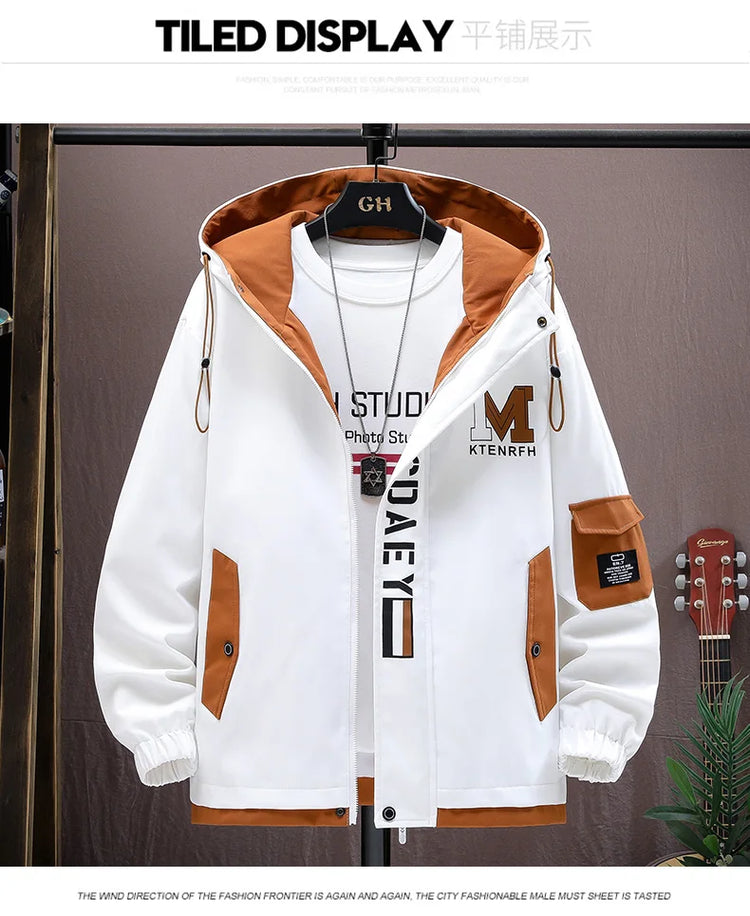 Casual Men's Hooded Jacket 2025 Spring Autumn New Product Thin Coat Top Windbreaker Street Wear Men's Coat