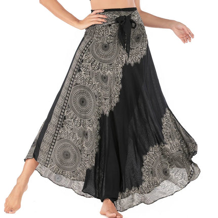 Boho Gonne Donna Rayon Beach Abito lungo Estate Bohemian Jupe Longue Femme Elastico in vita Stampa Fasciatura floreale Halter Hippie platinumshop