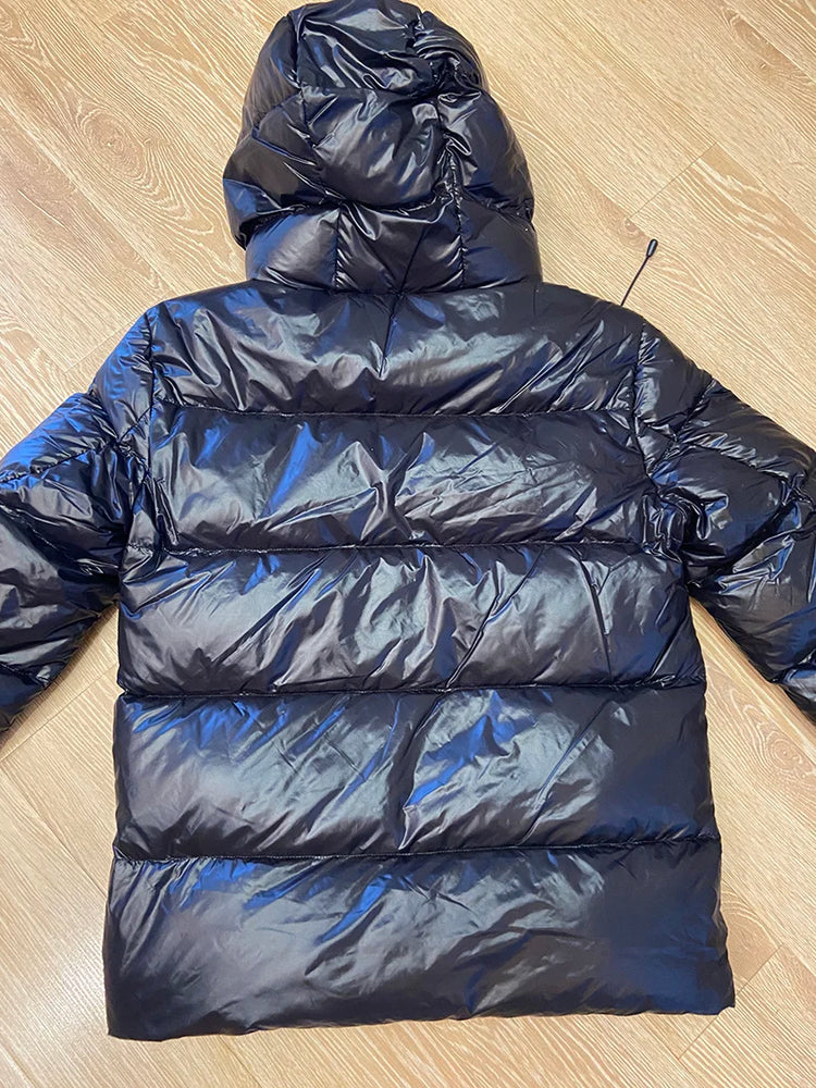 Schinteon Women White Duck Down Jacket with Hood Casual Over Size Autumn Winter Warm Loose Thick Short Outwear 2024 New