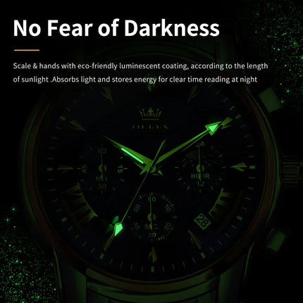 OLEVS Orologi al quarzo da uomo Orologi di marca in acciaio inossidabile Orologio sportivo impermeabile per uomo Cronografo con fasi lunari platinumshop
