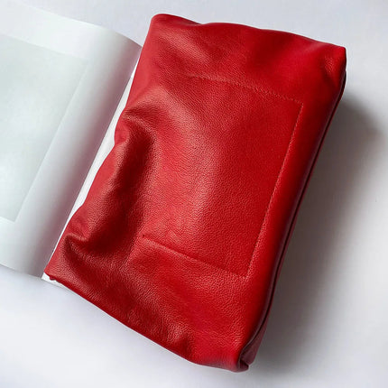 Personality roll-edge leather bag  lazy casual leather soft bag  Phone Women High Quality holding red large bag luxury designer PlatiNum