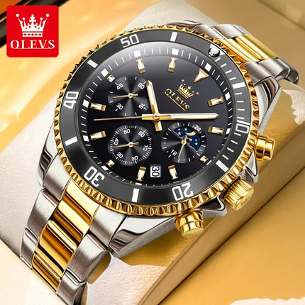 OLEVS Men's Classic Watches with Date Waterproof Luminous Luxury Big Dial Men's Wrist Dress Stainless Steel Men Watch