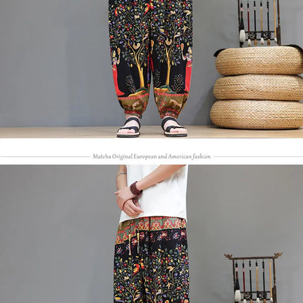 Nuovi pantaloni jogger da uomo in cotone primaverile, pantaloni oversize alla moda, hip hop con graffiti floreali, vita elastica, pantaloni harem, streetwear maschile