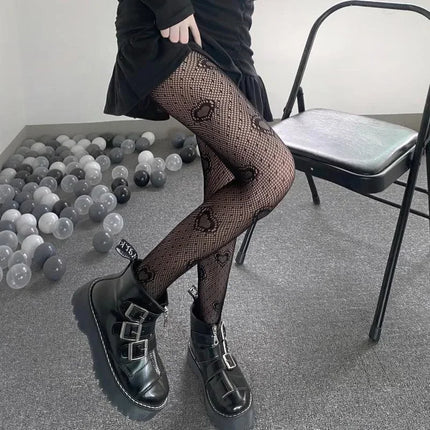 Cuore Fiore Maglia Ragazza giapponese Lolita Ins Collant Calze Bianche Collant a rete Donna per le donne Calza legging estiva