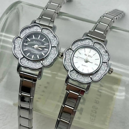 Orologi al quarzo da donna con intarsio floreale in zirconio, design chic di lusso, cinturino in acciaio inossidabile, regalo di compleanno per lei platinumshop