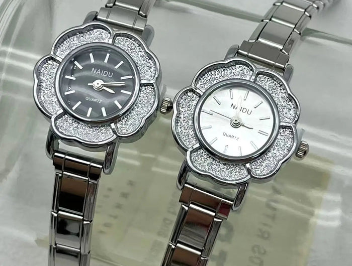 Orologi al quarzo da donna con intarsio floreale in zirconio, design chic di lusso, cinturino in acciaio inossidabile, regalo di compleanno per lei platinumshop