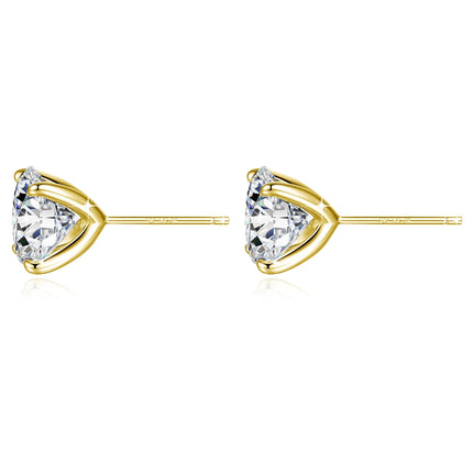 Orecchini a bottone in moissanite a 4 punte in oro massiccio 14 carati per le donne Orecchini a bottone con diamanti da sposa Gioielleria raffinata Regalo di compleanno platinumshop