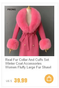 Real Fur Collar And Cuffs Set Winter Coat Accessories Women Fluffy Large Fur Shawl Neak Warm Fox Fur Scarf Furry Scarves Female