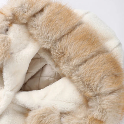 Cotton Lined Furry Fur Collar Belts Jacket Women Fashion Long Sleeve Thicken Warm Female Coat 2025 Winter Street Casual Outwear
