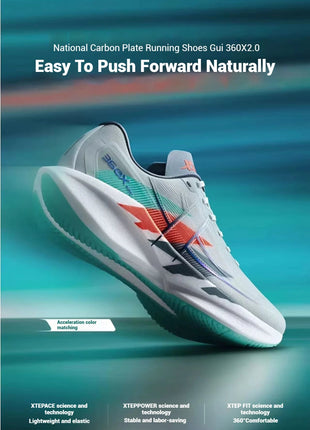 Xtep 360X 2.0 Professional Marathon Running Shoes For Men Racing Carbon Plate Shock Absorbent Sports Training Shoes 975219110035 PlatiNum