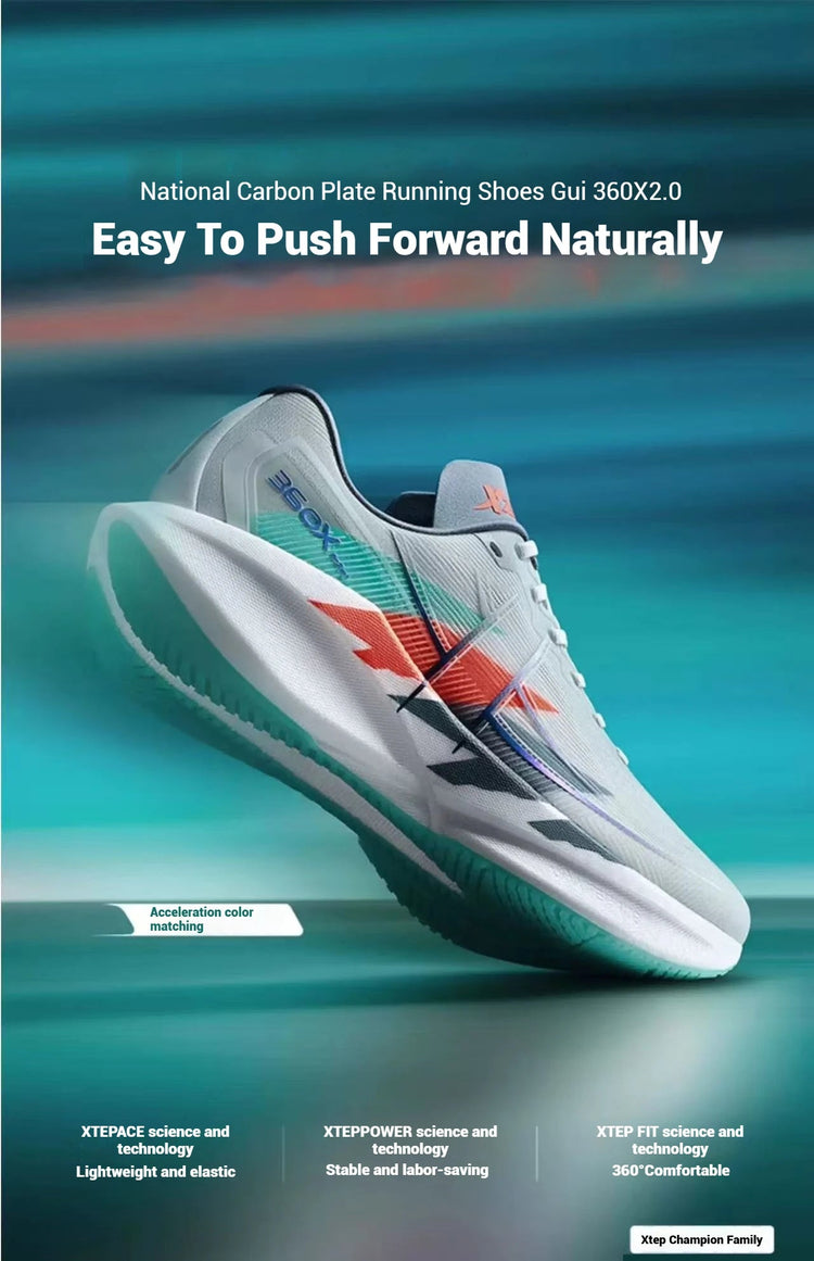 Xtep 360X 2.0 Professional Marathon Running Shoes For Men Racing Carbon Plate Shock Absorbent Sports Training Shoes 975219110035 PlatiNum
