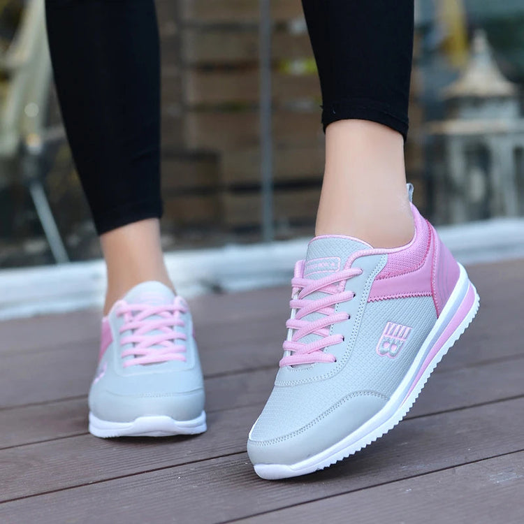 PU Leather Women's Running Shoes Lightweight Casual Sports Shoes Waterproof Outdoor Training Sneakers for Jogging Tennis PlatiNum