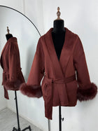 Tossy Fox Fur Wool Overcoat Women's Short Coat Office Lady Elegant Double-sided Woolen Coat 2025 New Cardigan Jackets Loose Wool