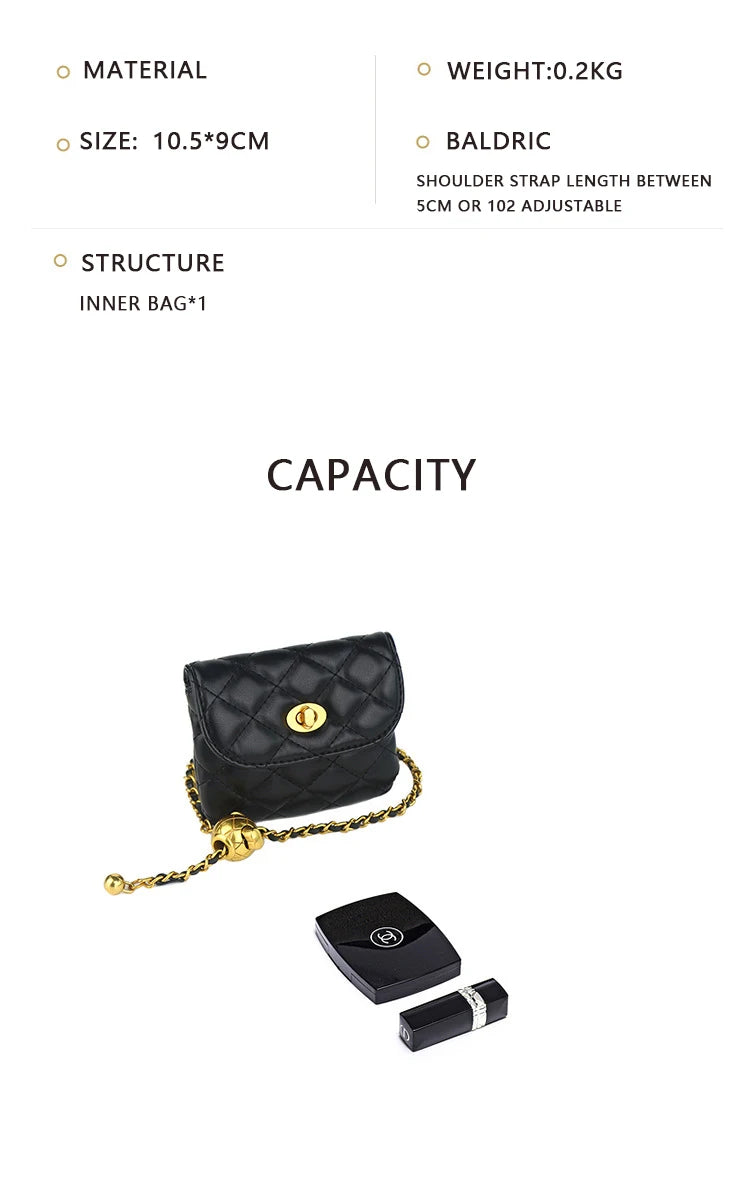 Women's Leather Slanting Belt Bag Detachable Adjustable Chain Strap Shoulder Bag Fashion Wallet Hanging Pouch Belt Bag PlatiNum