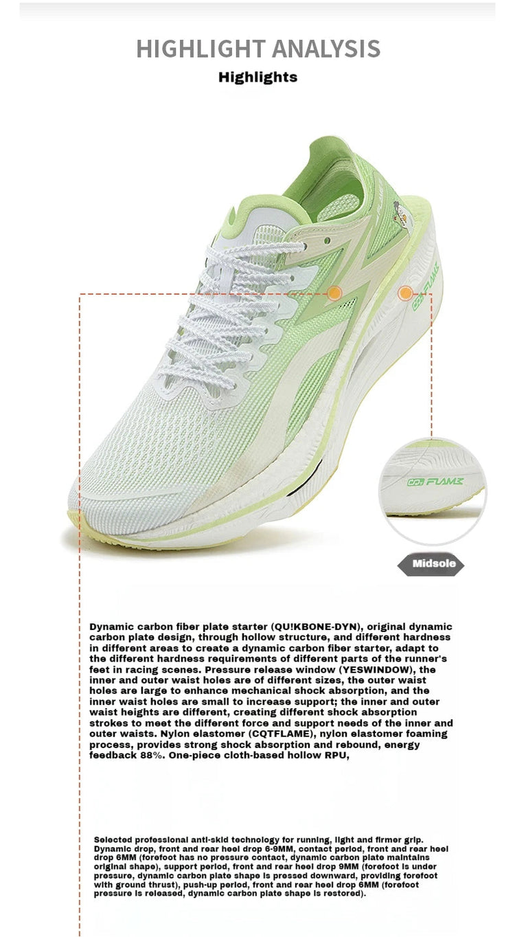 361 Degrees FLAME 3.0 Men Women Running Shoes Carbon Plate Racing Rebound Stable Breathable Wear-resistant Sneakers 672412207 PlatiNum