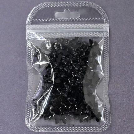 100/50/30pcs Resin Bow Nail Charms White Black 3D Long Ribbon Bowknot 3D Rhinestone For Korean DIY Kawaii Nail Art Decoration