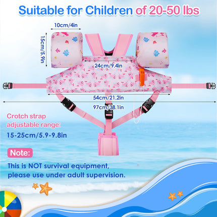 Kids Swim Vest Floaties for Children Arm Band Floaties with Adjustable Strap Swim Jacket Water Wing Pool Floating Learning Swimming