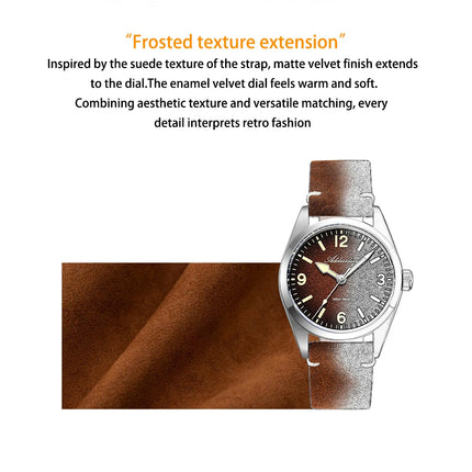 ADDIESDIVE NEW Luxury Quartz Men's 36mm Watch AD2544 Sapphire Crystal 100M Waterproof C3 Retro Luminous Leather Strap Wristwatch