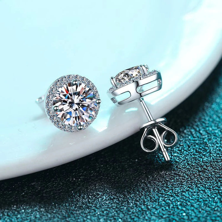 NeeTim Moissanite Stud Earrings for Women S925 Sterling Silver White Gold Plated Diamond Earring Ear Studs Wedding Fine Jewelry PlatiNum