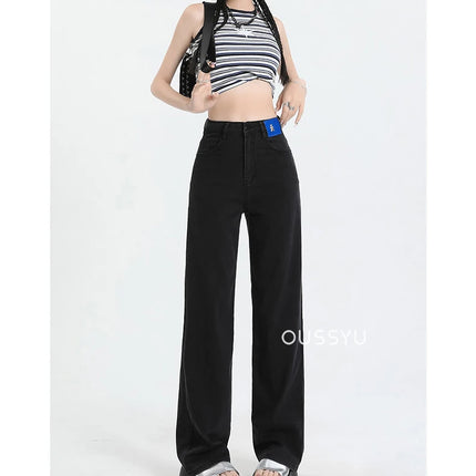 Nuova estate morbida Lyocell Jeans donna blu kaki bianco vita alta dritto sottile gamba larga pantaloni in denim Y2k abbigliamento femminile allentato 2XL