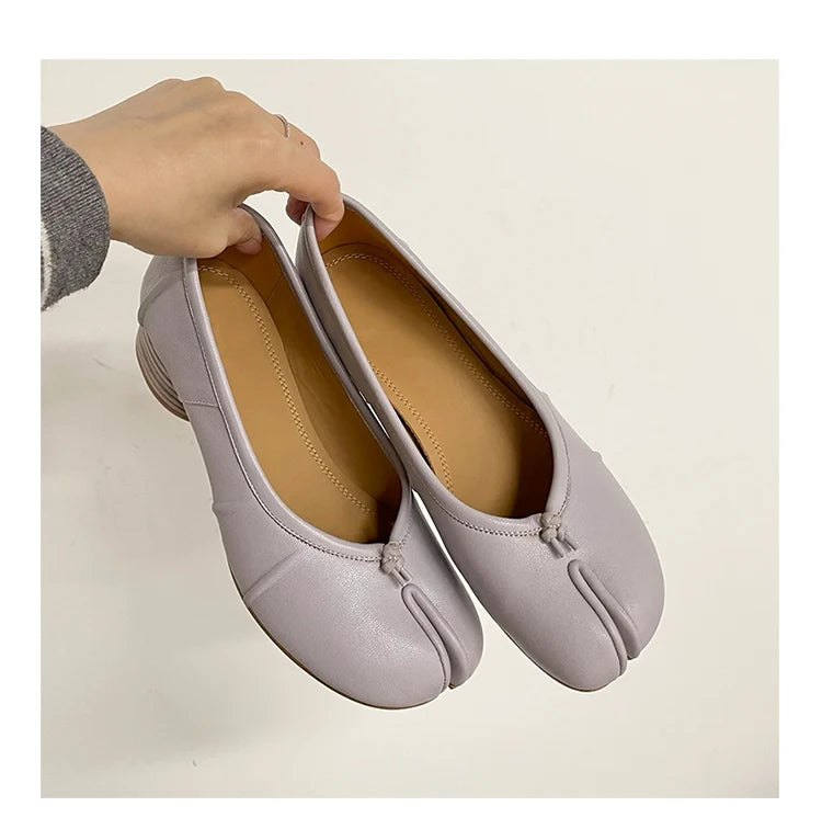 Roundtoe midheel shoes Womens Genuine leather High heels Sheepskin Pleated Tibi splittoe shoes Women Mary Jane shoes Designer