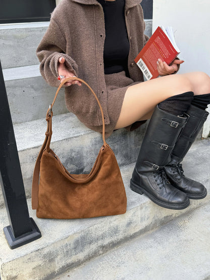 Motingsome Natural Soft Suede Woman Bags Large Capacity Handbag Big Underarm Messenger Bag Shoulder Purse Casual Tote 2025 New