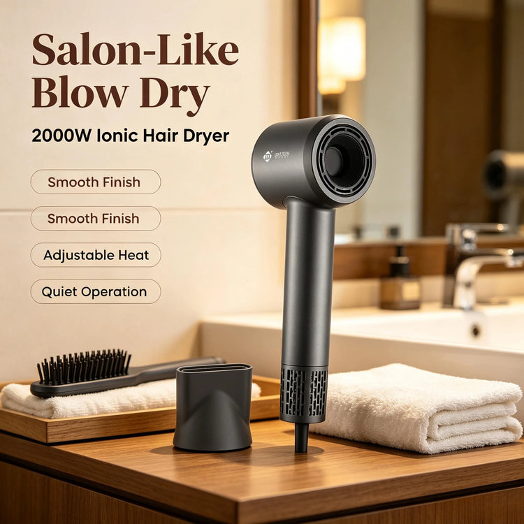 High Speed Hair Dryer 1600W Brushless Blow Dryer 110000RPM Low Noise 57dB Negative Ion Cold Shot Compact Styling Tool With Concentrator Nozzle For Home Salon