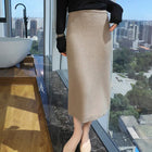 Quality Mink Cashmere Skirt Women's High Waist Slim Hip Skirt Chinese Cheongsam Knit Skirt Fashion All-Match Sweater PlatiNum