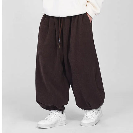 Comodi pantaloni da jogging da uomo 2026 nuovi pantaloni da lanterna di moda oversize in tinta unita da uomo pantaloni casual con coulisse Hip Hop Harajuku