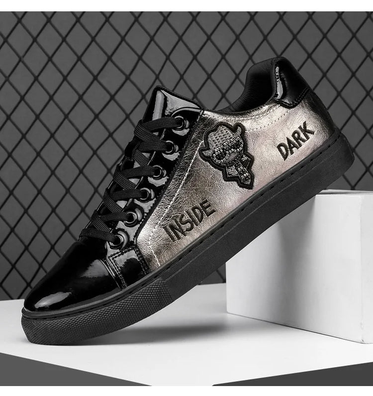 Men Casual Shoes Patent Leather Flats Skate Men Cool Driving Shoes Male Walking Shoes Sneakers Dress Trend the Latest Leisure