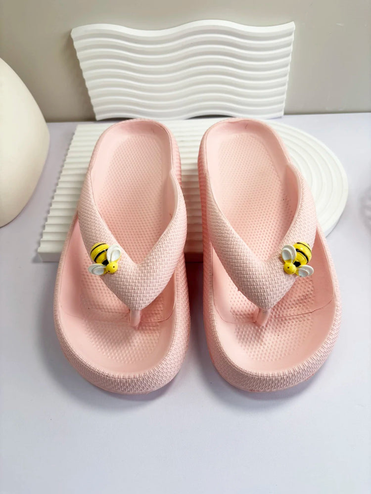 Infradito da donna multicolori estivi Sandali con fiocco in orsacchiotto metallico alla moda Sandali da spiaggia per le vacanze a casa Calzature versatili
