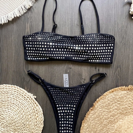 2025 Diamante Bikini Donne Sexy Costume Da Bagno A Fascia Biquini Push Up Costumi Da Bagno Femminile Lucido Costumi da Bagno Floreale Tuta Beachwear platinumshop