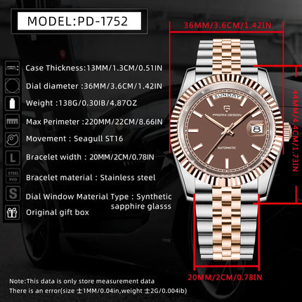 PAGANI DESIGN quadrante smaltato 2025 nuovi orologi da uomo DD36 argento oro orologio automatico di lusso da uomo orologio da polso meccanico impermeabile