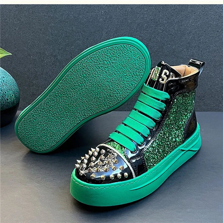 Rhinestone Luxury Designer Sneakers Italy Fashion Men Punk Hip Hop Platform Casual Shoes Trainers Business Wedding Loafers 93