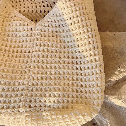 Crochet Crossbody Bag Hollow Beach Leisure Handbag Solid Color Summer Holiday Woven Shoulder Bag
