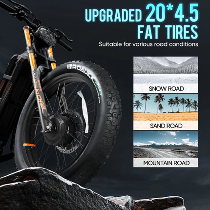 【Latest 2026 Model】eAhora-Romeo ll Electric Bicycle 2500W Dual Motor 52V60AH Lithium Battery Off-Road Electric Bike Dual Hydraulic Brakes e-bike