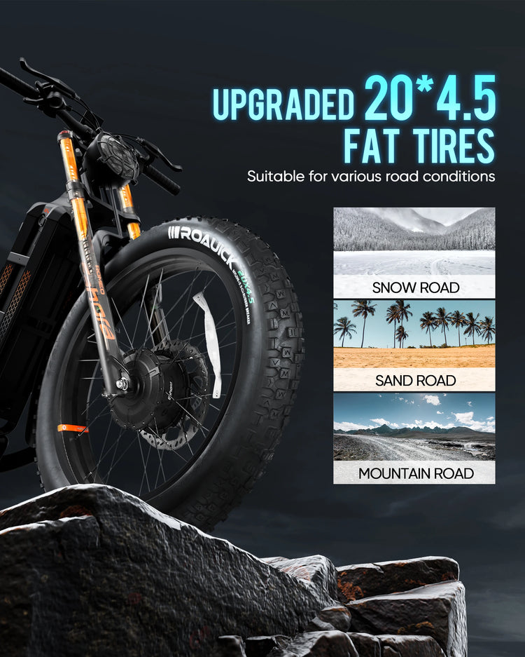 【Ultimo Modello 2026】eAhora-Romeo ll Bicicletta Elettrica 2500W Doppio Motore Batteria al Litio 52V60AH Bici Elettrica Fuoristrada Freni Idraulici Doppi e-bike
