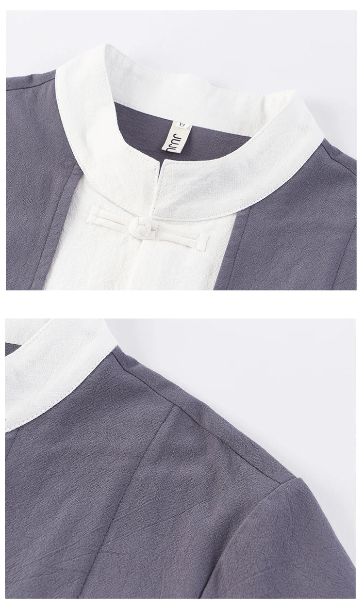 Camicie da uomo tradizionali Camicie da uomo in cotone e lino retrò stile cinese Camicette casual da uomo Kung Fu Tai Chi Tang da meditazione Zen