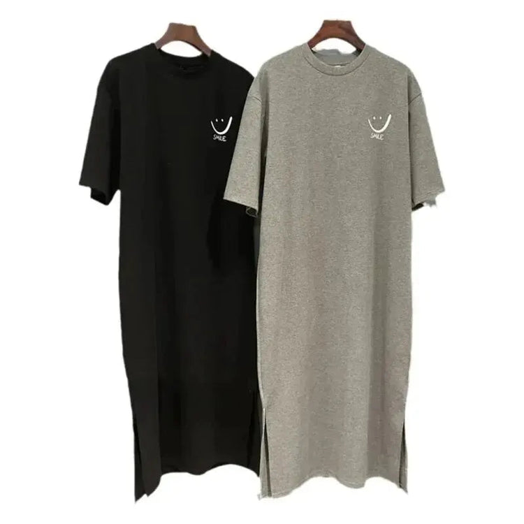 Abito t-shirt a maniche corte nuovo estivo da donna Abito ampio sopra il ginocchio di media lunghezza platinumshop