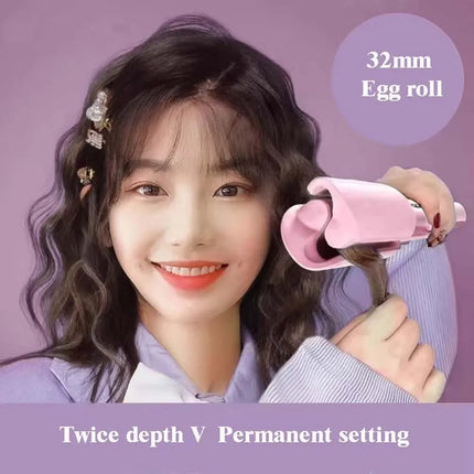 Fast Heating 32mm French Egg Roll Fully Wool Curling Iron Home-Use Wave Curling Iron Stick Portable Iron Hair Curling Tool
