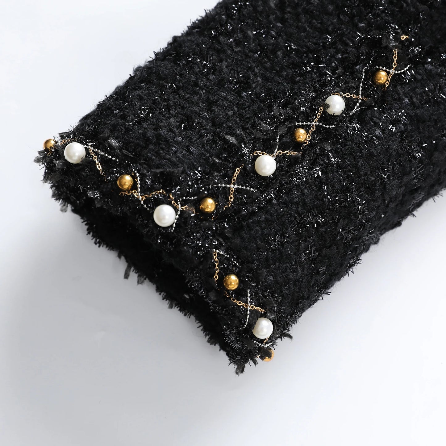 2025 new fashion round neck elegant light luxury celebrity high-end heavy industry beading temperament design tweed jacket