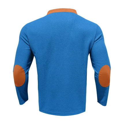 Cross-border new men's waffle color matching strap V-neck top casual long-sleeved bottoming T-shirt PlatiNum